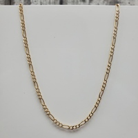 14K Diamond Cut Semi Solid Figaro Link Necklace