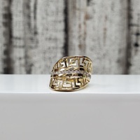 14K CZ Meander Design Ring