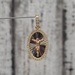 14K TriColor Jesus Crucifix Religious Oval CZ Pendant