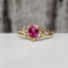 14K Pear Synth Ruby + CZ Ring