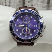 Invicta 7372 stainless Steel Blue Dial w/ Brown Leather Strap