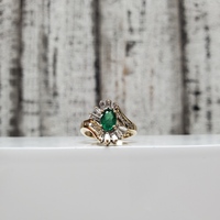 14K Diamond + Emerald Ring