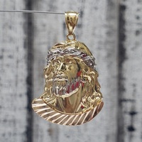 14K TriColor Jesus Face Religious Pendant