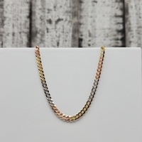 14K TriColor Diamond Cut Curb Link Necklace