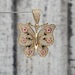 14K CZ Pink Inlay Butterfly Pendant
