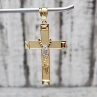 14K Cross w/ Rosary Guadalupe / Virgin Mary Pendant