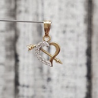10K CZ Heart + Arrow Pendant