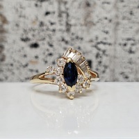 14K Diamond + Sapphire Ring