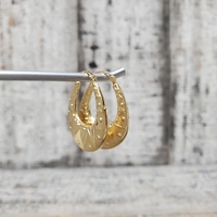 14K Fancy Design Hoop Earrings