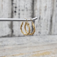 14K Fancy Rope Twisty Design Hoop Earrings