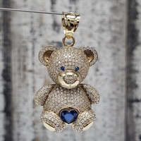 10K Teddy Bear CZ + Blue Stone Ring