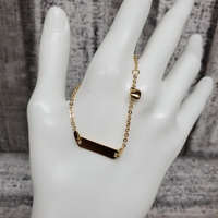 18K Chain Link ID Bracelet w/ Dangle Heart Charm