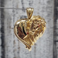 18K Semi Solid Lion Heart Pendant 