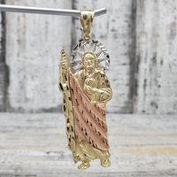 14K TriColor San Judas / St. Jude Religious Pendant