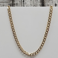 22" 14K Semi Solid Diamond Cut Curb Link Necklace