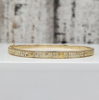 10K Hinged Screw Design Bangle Diamond Bracelet