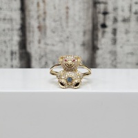 14K Teddy Bear Ring w/ Multi Colored CZ