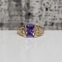 14K Purple Stone Heart Design Ring