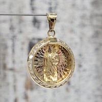 14K St. Jude / San Judas Religious Circular CZ Pendant 