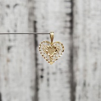 14K Filigree Heart Pendant