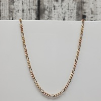 20" 14K TriColor Figaro Link Necklace 