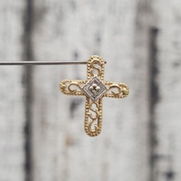 14K Diamond Cross Religious Pendant