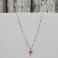 14.75" / 16"/17" Thin Chain w/ Small Attached Cross Religious Pendant Necklace 