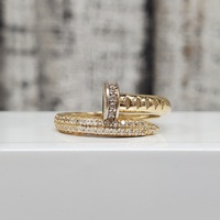 14K Nail Design CZ Ring 