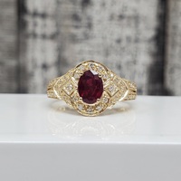 14K Oval Ruby + Diamond Ring