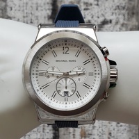 $275 Michael Kors MK-1077 Oversized Dylan Silver Tone Watch