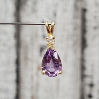 14K Pear Amethyst + Diamond Pendant
