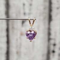 14K Heart Amethyst + CZ Pendant