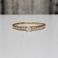 14K Diamond Thin Ring 