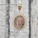 14K TriColor Virgin Mary / Guadalupe CZ Oval Religious Pendant