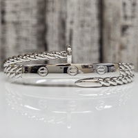 925 Nail and Screw Design Solid Bangle Bracelet