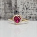 14K Synth Ruby Heart + CZ Ring