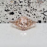 14K Oval Morganite Diamond Ring