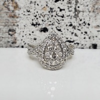 10K Diamond Cluster Pear Shaped Twisted Shank Ring 