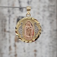 14K TriColor Virgin Mary / Guadalupe Religious Circular Pendant