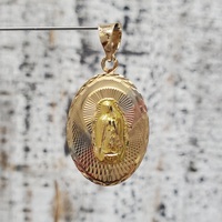 14K TriColor Double Sided Pendant w/ Jesus + Virgin Mary / Guadalupe Pendant