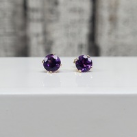14K Amethyst Stud Earrings  