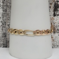 14K TriColor Anchor Figaro Link Bracelet