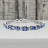 14K Oval Blue Sapphires + Diamond Bracelet