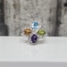 14K Multi Colored Stones + Diamond Ring 
