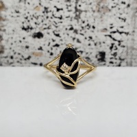10K Black Stone Diamond Ring