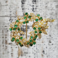 14K Diamond + Emeralds Pin / Broach 