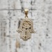 10K CZ Hamsa Religious Pendant
