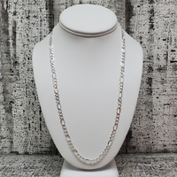  BRAND NEW 22" Silver Figaro Link Necklace