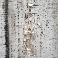 BRAND NEW Silver Santa Muerte Religious Pendant