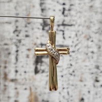 10K Diamond Cross Religious Pendant 
